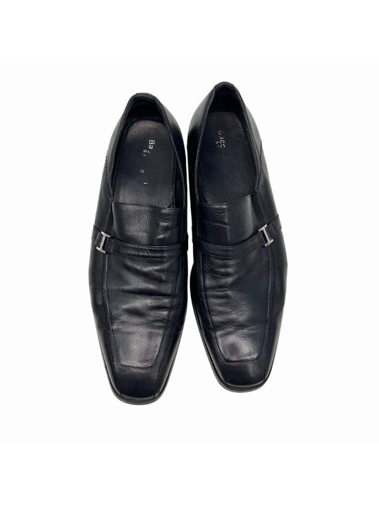 BACCO BUCCI STUDIO MEN\'S BLACK LEATHER LOAFERS SQUARE TOE DRESS SHOES - 12 main image 4